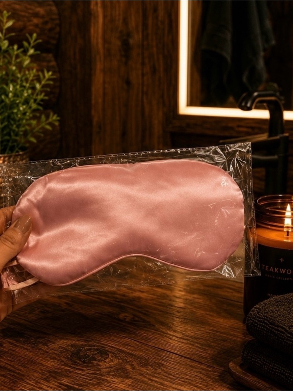 Silky Pink Satin Sleep Mask